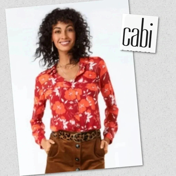 CABI Hothouse Floral Print Button-up Collar Blouse - Picture 1 of 6